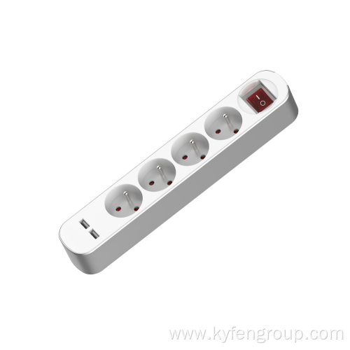France 4-way power strip with usb type A